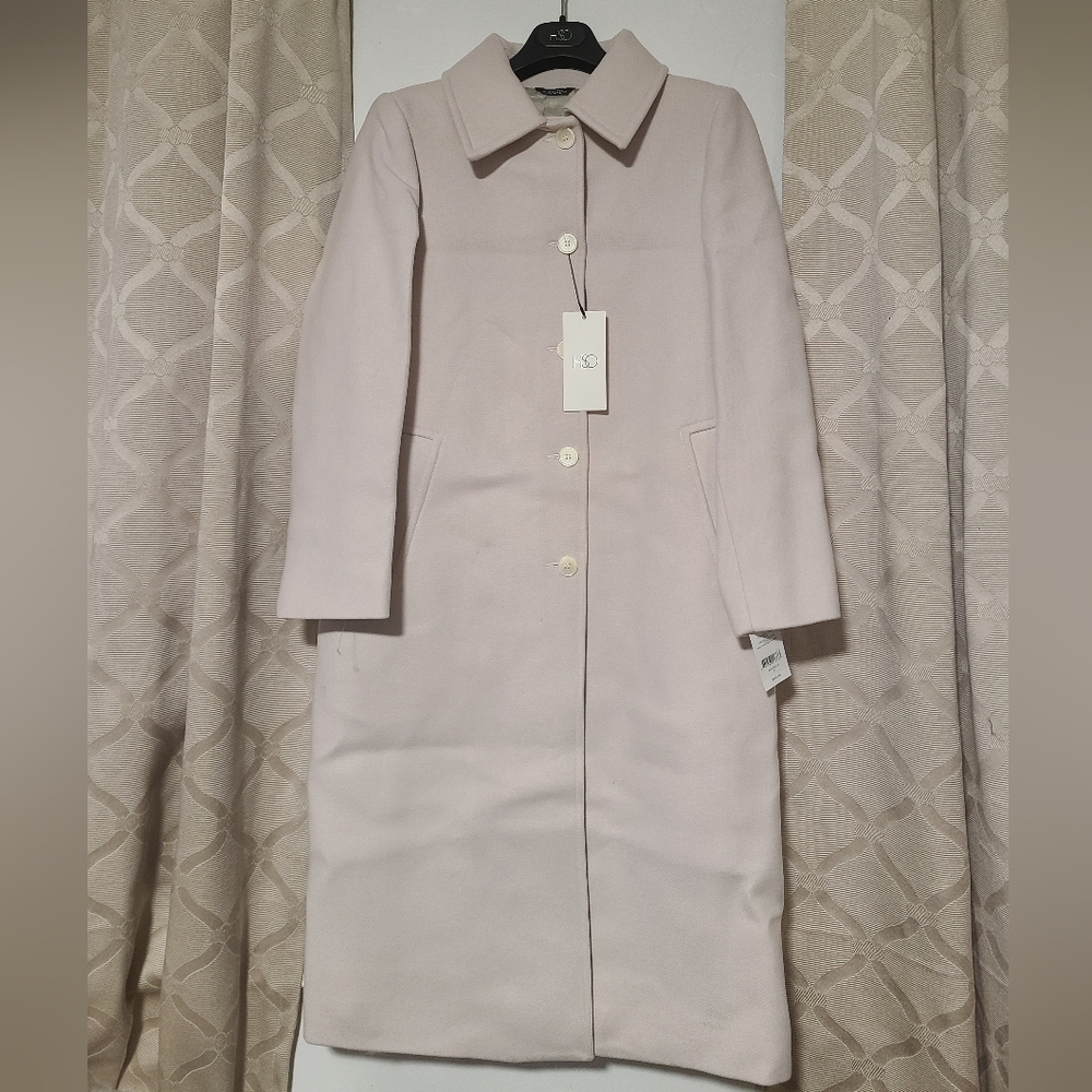HISO High Society - Elegant Light Pink  Collar Button Trench Coat Size Small
